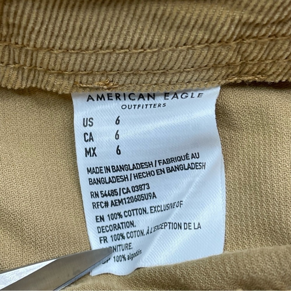 American Eagle Corduroy Skirt Mini Schoolgirl Preppy Academia Y2K Fall Tan New - Picture 13 of 14